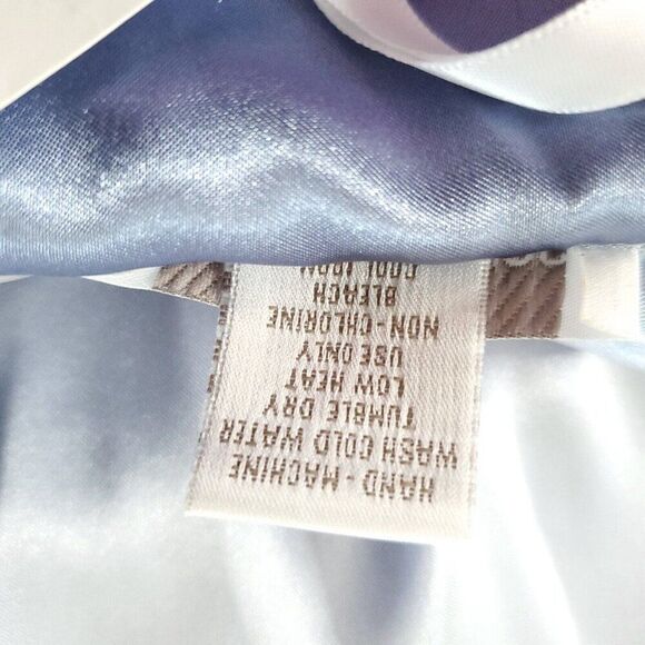 Jones New York Satin Pajama Set L Short Sleeve Long Pants 2 Tone Light Blue - Picture 4 of 4